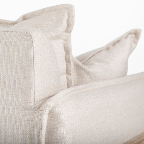 Roy II Beige Upholstered and Brown Wood Frame Arm Chair by Mercana at Eve Furniture