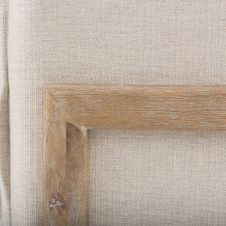 Roy II Beige Upholstered and Brown Wood Frame Arm Chair by Mercana at Eve Furniture