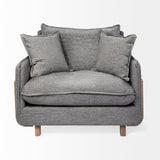 Roy II Castlerock Gray Upholstered and Brown Wood Frame Arm Chair by Mercana at Eve Furniture