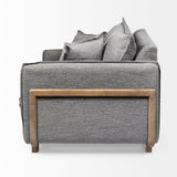 Roy II Castlerock Gray Upholstered and Brown Wood Frame Arm Chair by Mercana at Eve Furniture