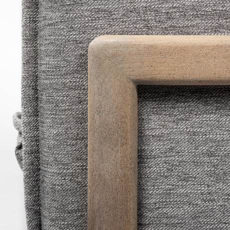 Roy II Castlerock Gray Upholstered and Brown Wood Frame Arm Chair by Mercana at Eve Furniture