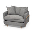 Roy II Castlerock Gray Upholstered and Brown Wood Frame Arm Chair by Mercana at Eve Furniture