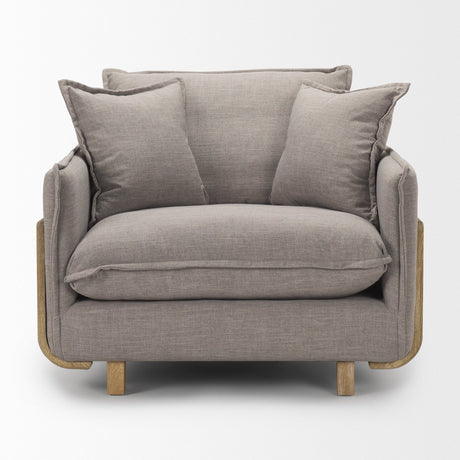 Roy II Flint Gray Upholstered and Brown Wood Frame Arm Chair by Mercana at Eve Furniture