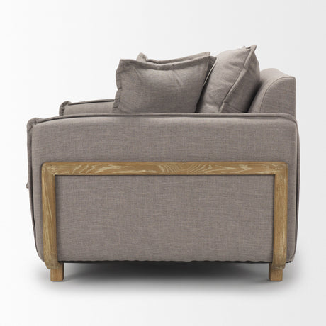Roy II Flint Gray Upholstered and Brown Wood Frame Arm Chair by Mercana at Eve Furniture