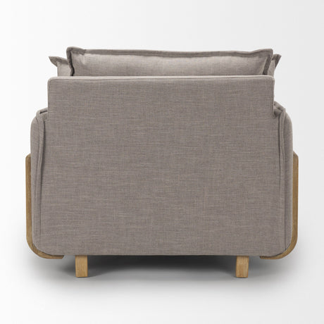 Roy II Flint Gray Upholstered and Brown Wood Frame Arm Chair by Mercana at Eve Furniture