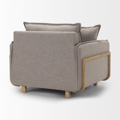 Roy II Flint Gray Upholstered and Brown Wood Frame Arm Chair by Mercana at Eve Furniture