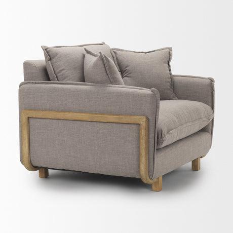 Roy II Flint Gray Upholstered and Brown Wood Frame Arm Chair by Mercana at Eve Furniture