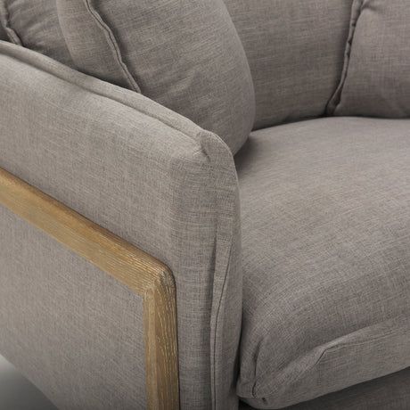 Roy II Flint Gray Upholstered and Brown Wood Frame Arm Chair by Mercana at Eve Furniture