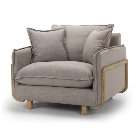Roy II Flint Gray Upholstered and Brown Wood Frame Arm Chair by Mercana at Eve Furniture
