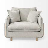 Roy II Frost Gray Upholstered and Brown Wood Frame Arm Chair by Mercana at Eve Furniture