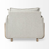 Roy II Frost Gray Upholstered and Brown Wood Frame Arm Chair by Mercana at Eve Furniture