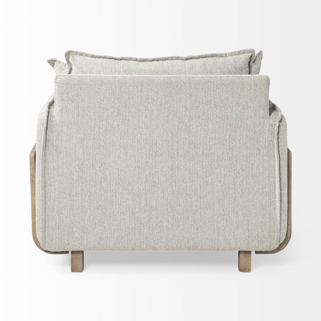 Roy II Frost Gray Upholstered and Brown Wood Frame Arm Chair by Mercana at Eve Furniture
