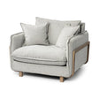 Roy II Frost Gray Upholstered and Brown Wood Frame Arm Chair by Mercana at Eve Furniture