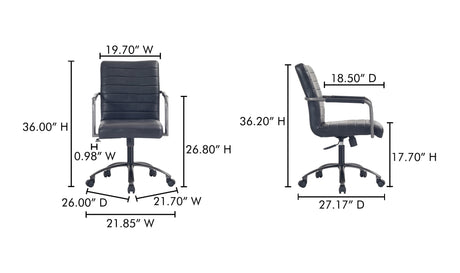 Roy Office Chair Black Leather by Moe's Home at Eve Furniture