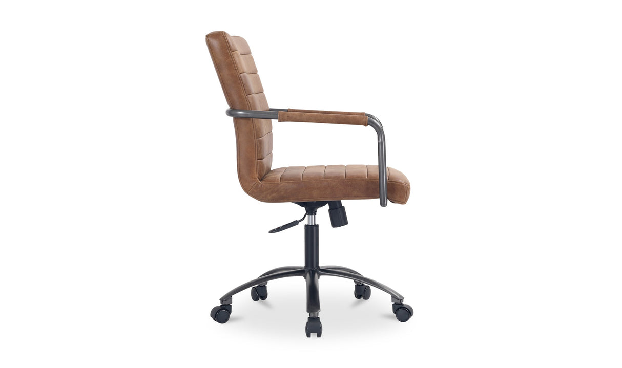 Roy Office Chair Open Road Brown Leather by Moe's Home at Eve Furniture