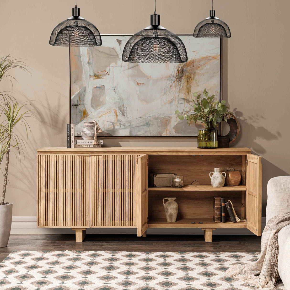 Roya Natural 4 Door Cabinet by Classic Home at Eve Furniture