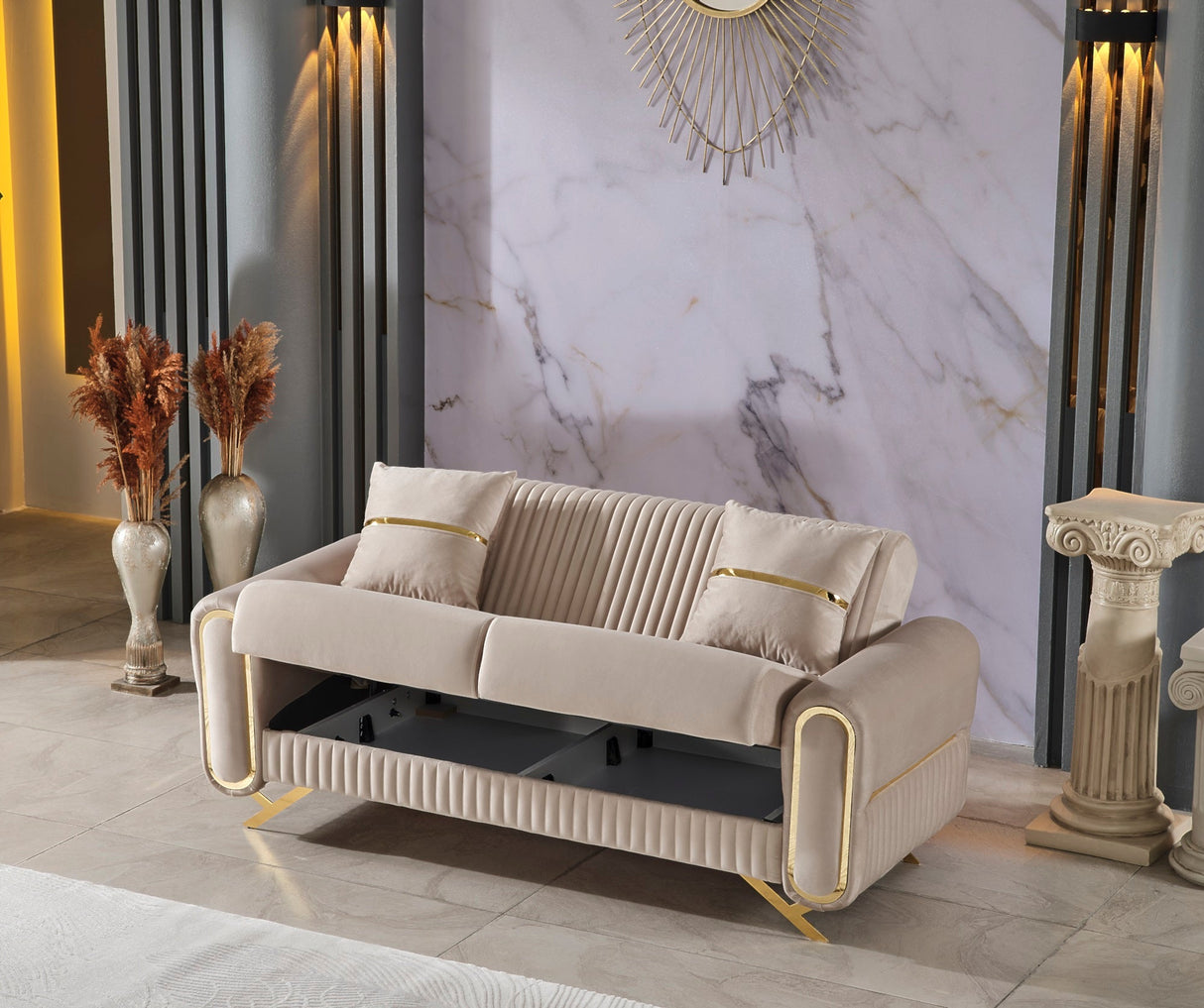 Royal 3-pieces (Sofa & Loveseat & Chair) Livingroom Set Beige by Furnia at Eve Furniture