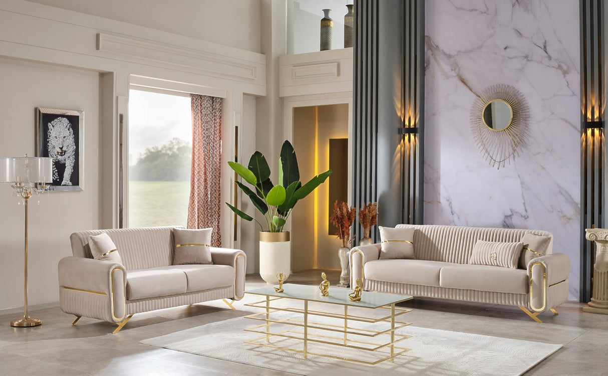 Royal 3-pieces (Sofa & Loveseat & Chair) Livingroom Set Beige by Furnia at Eve Furniture
