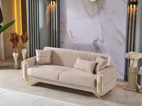 Royal Beige Convertible Sofa by Furnia at Eve Furniture