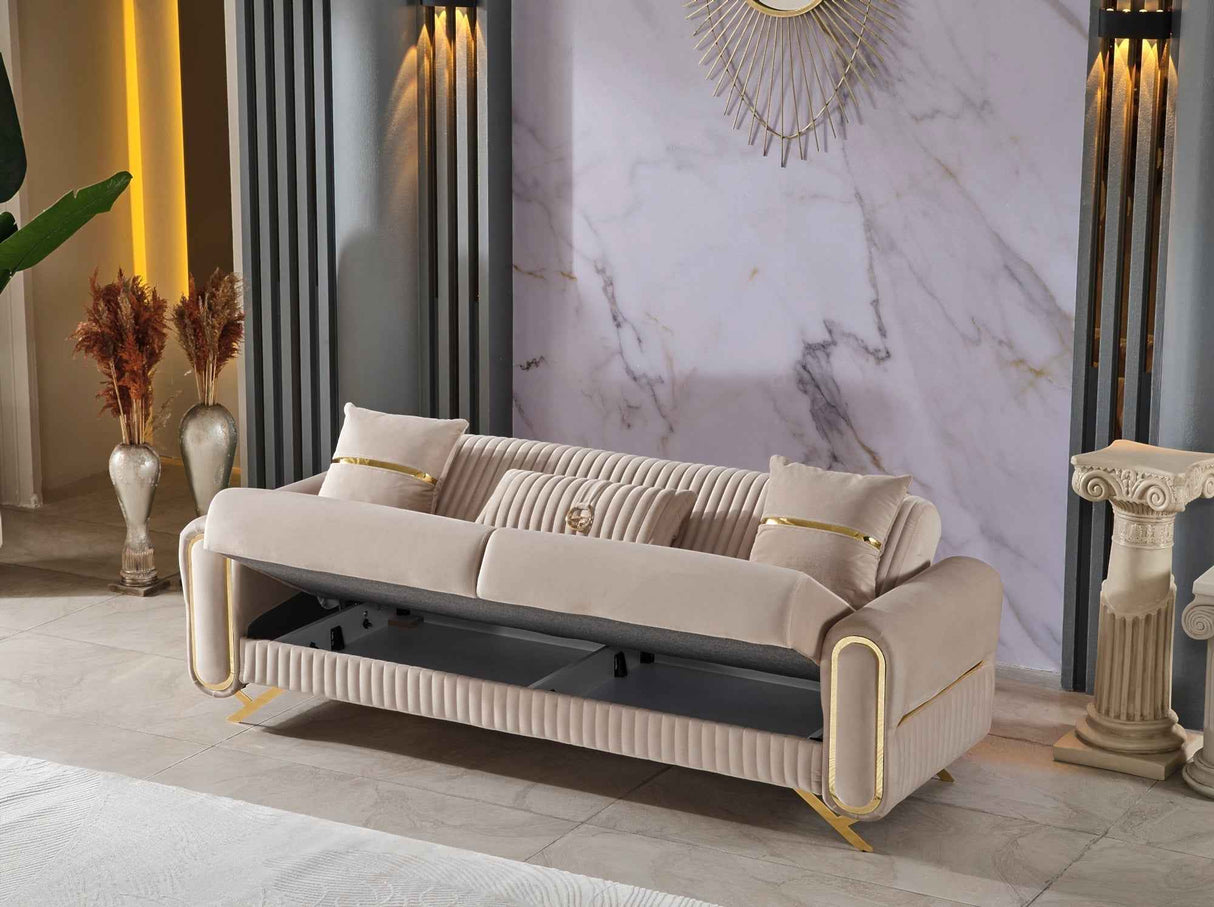 Royal Beige Convertible Sofa by Furnia at Eve Furniture