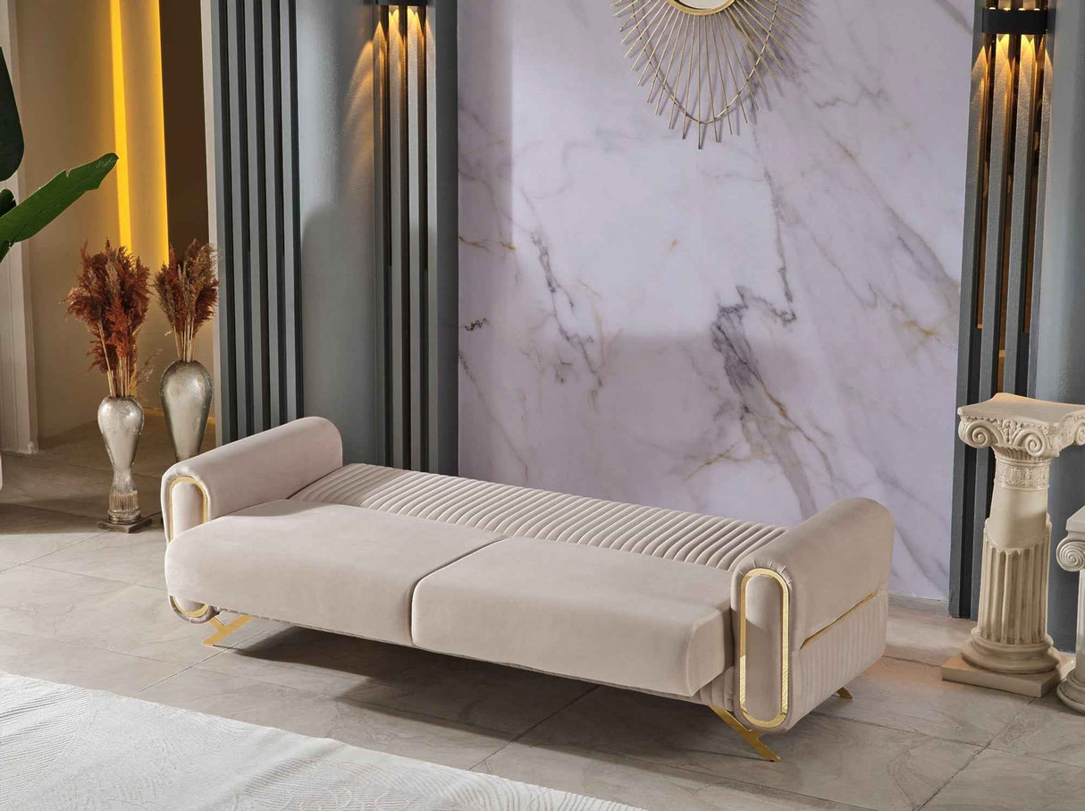 Royal Beige Convertible Sofa by Furnia at Eve Furniture