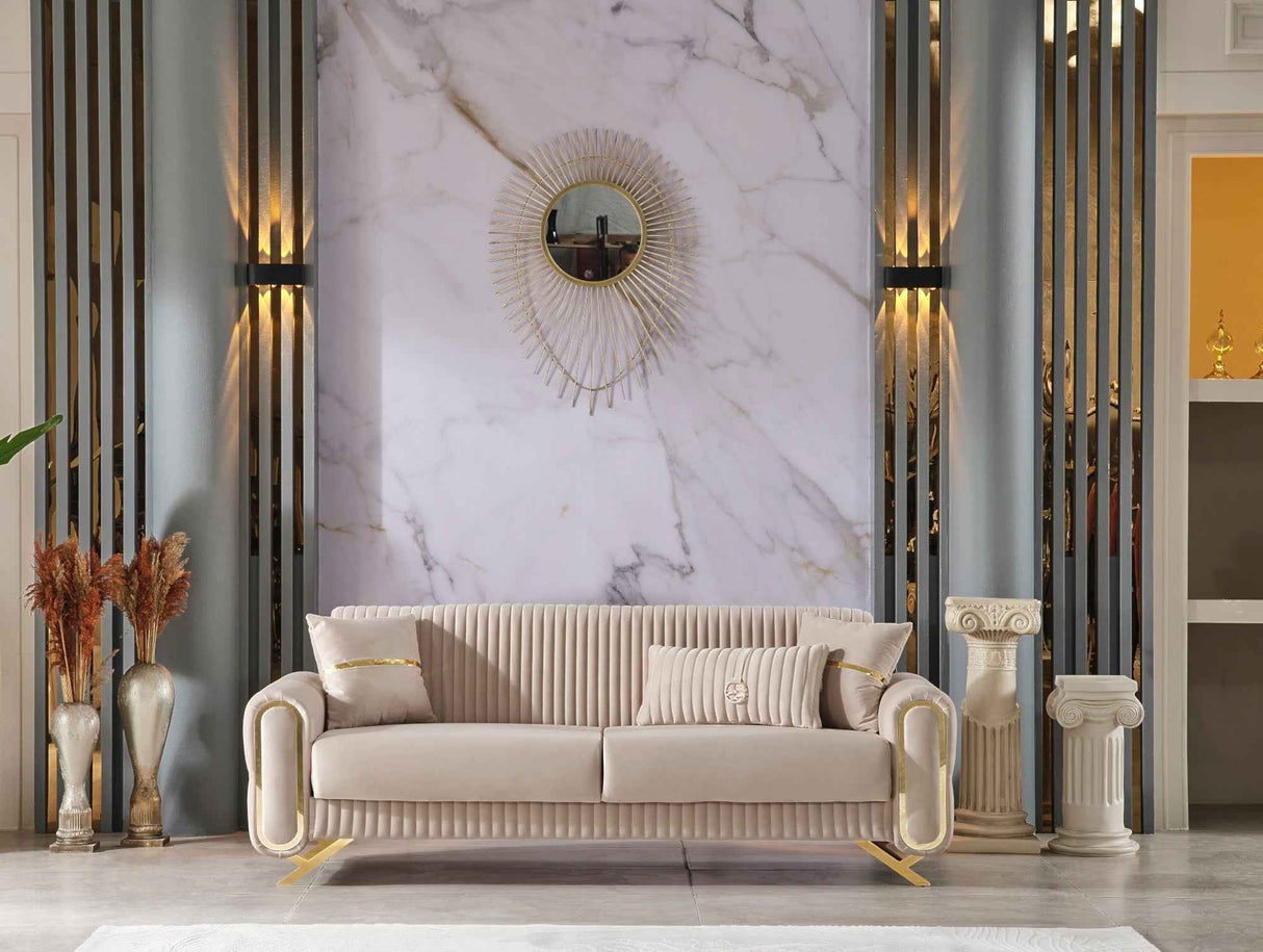 Royal Beige Convertible Sofa by Furnia at Eve Furniture