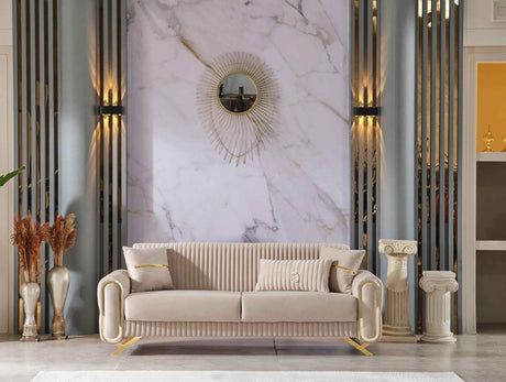 Royal Beige Convertible Sofa by Furnia at Eve Furniture