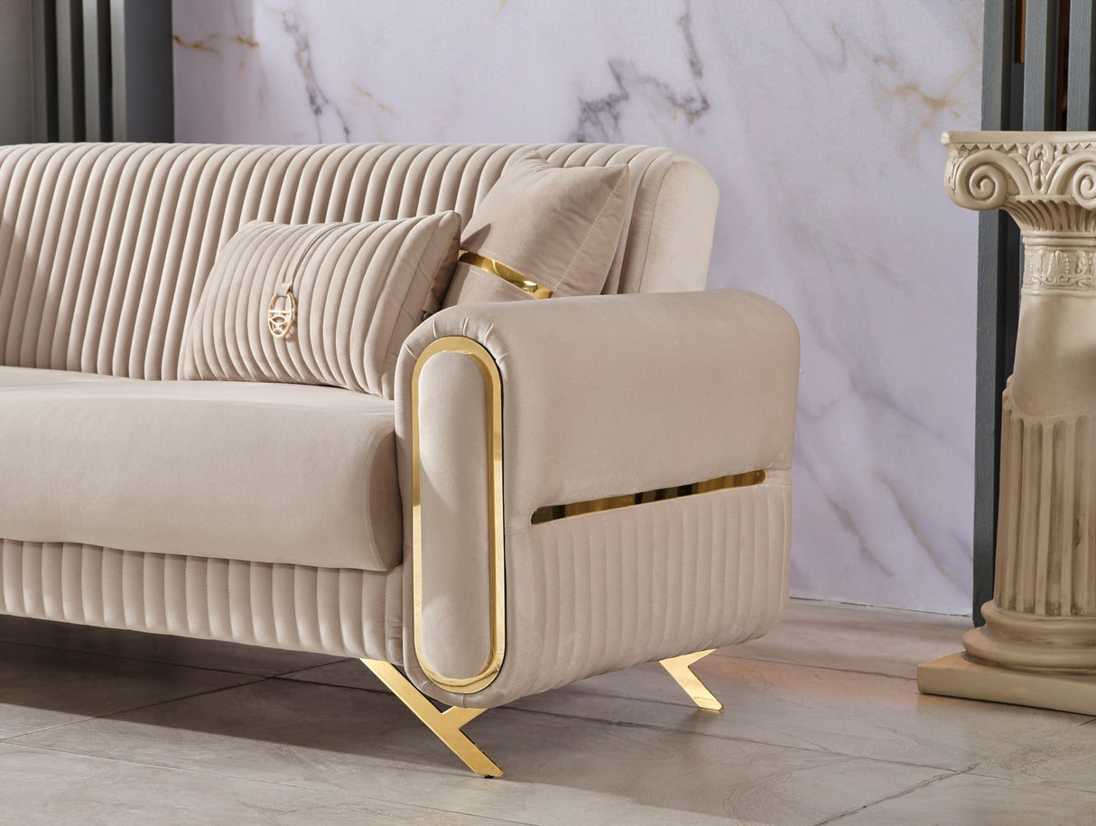 Royal Beige Convertible Sofa by Furnia at Eve Furniture