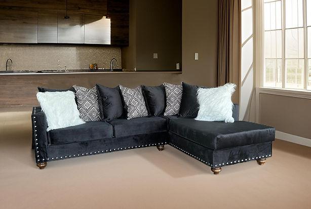 Royal Black Right Arm Facing (RAF) Sectional by New Era Innovations at Eve Furniture