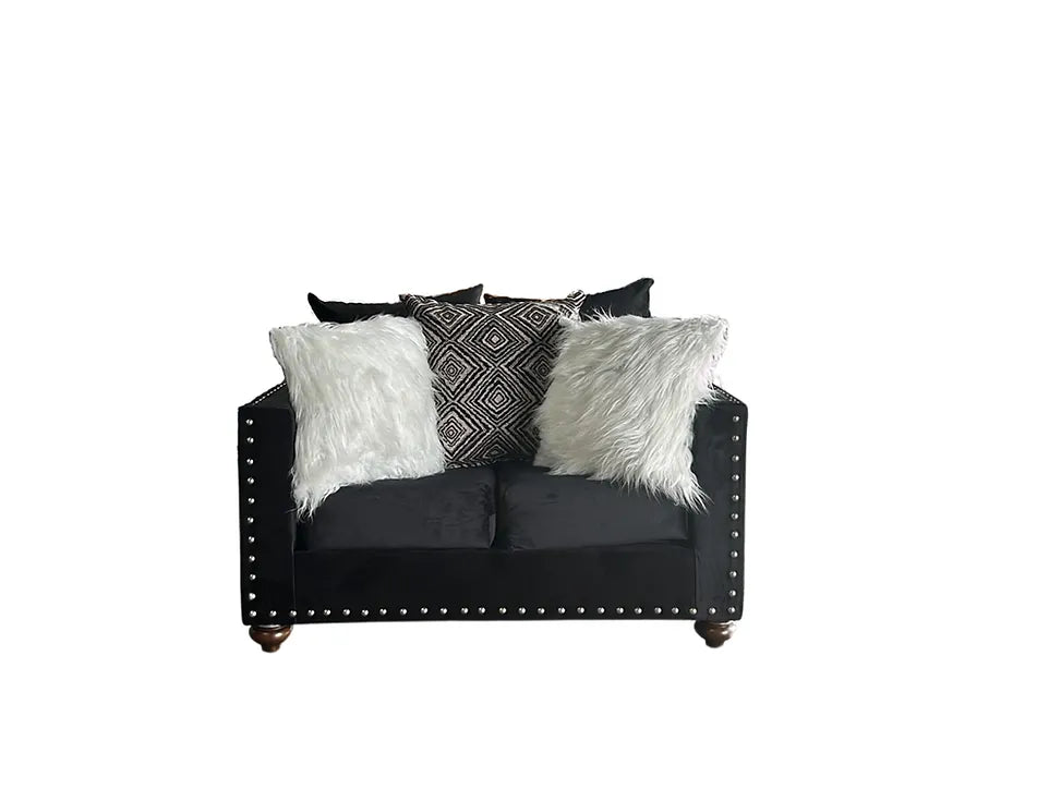 Royal Black Velvet Sofa & Loveseat by New Era Innovations at Eve Furniture