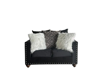 Royal Black Velvet Sofa & Loveseat by New Era Innovations at Eve Furniture