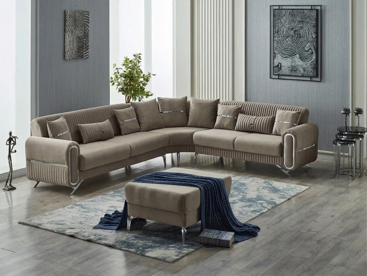 Royal Brown Convertible Sectional Sofa by Furnia at Eve Furniture