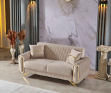 Royal Convertible Loveseat Beige by Furnia at Eve Furniture