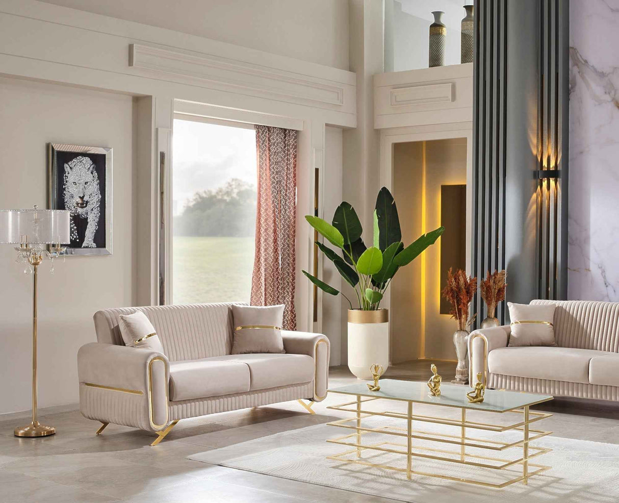 Royal Convertible Loveseat Beige by Furnia at Eve Furniture