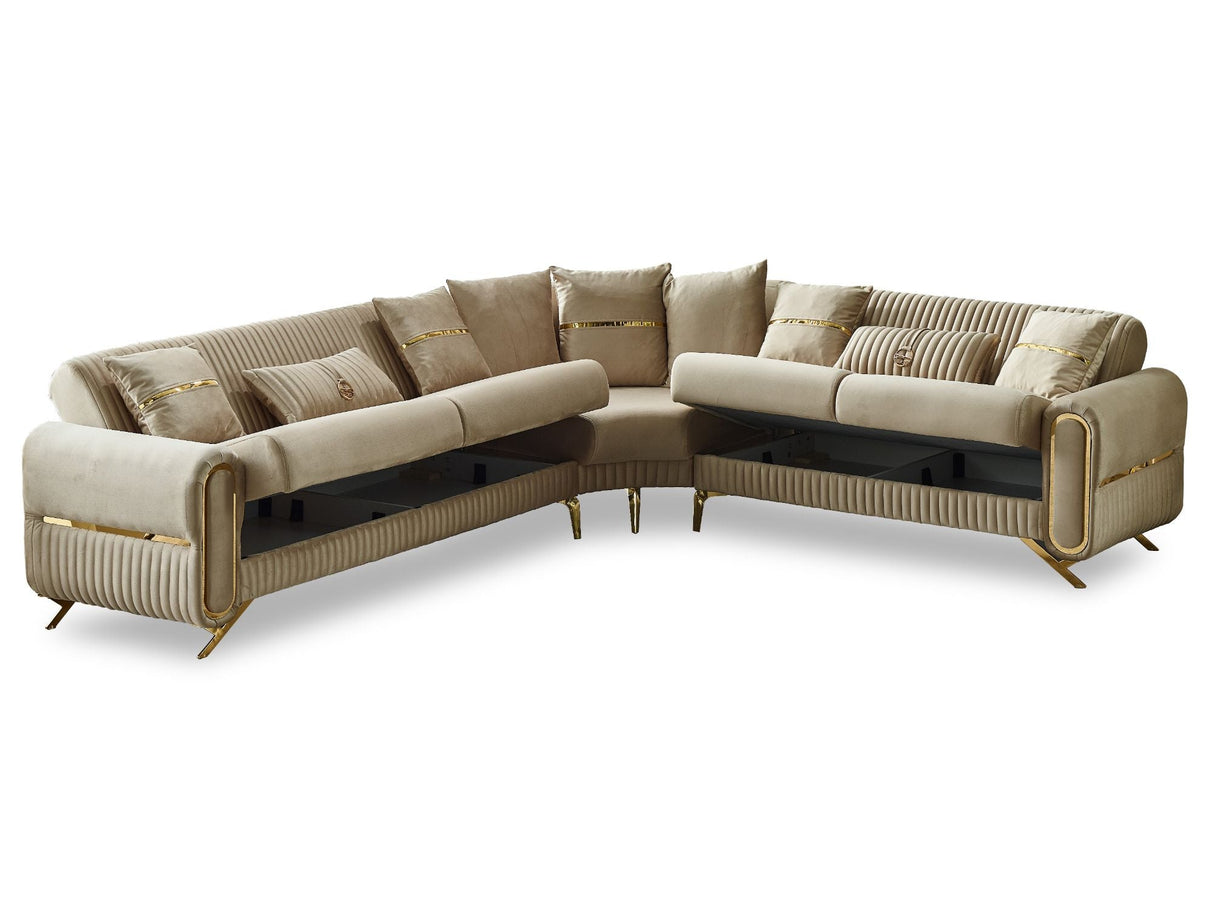 Royal Convertible Sectional Sofa Beige by Furnia at Eve Furniture