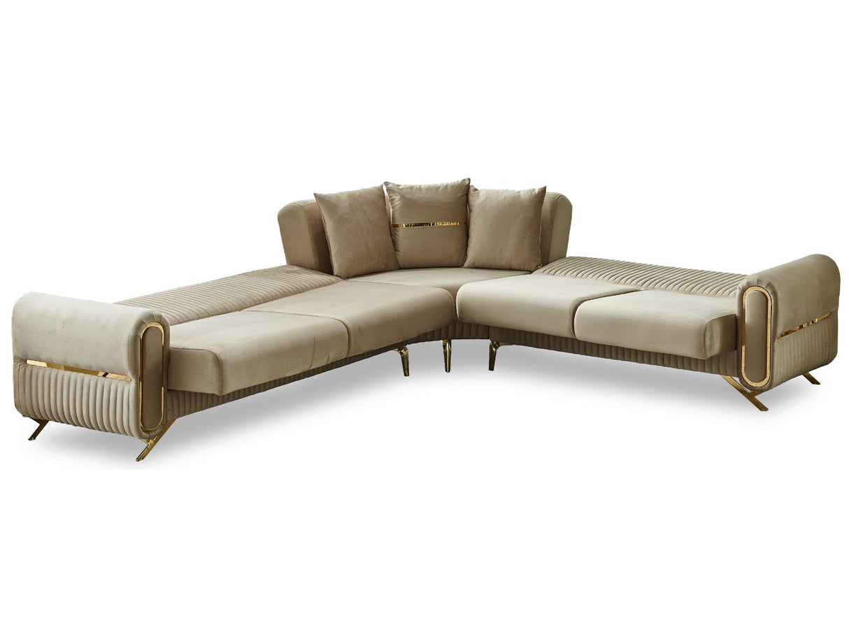 Royal Convertible Sectional Sofa Beige by Furnia at Eve Furniture