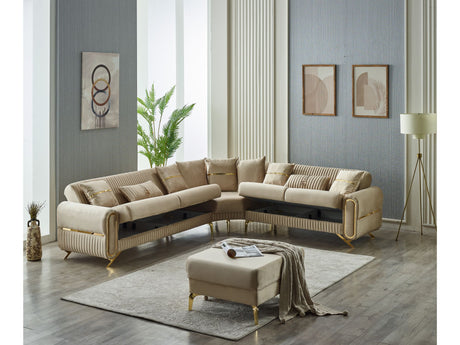 Royal Convertible Sectional Sofa Beige by Furnia at Eve Furniture