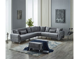Royal Convertible Sectional Sofa Grey by Furnia at Eve Furniture