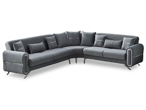 Royal Convertible Sectional Sofa Grey by Furnia at Eve Furniture