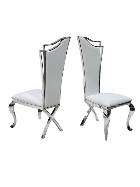 Royal Elegance Silver/White Dining Chairs Set of 2 (Close Out Price) by Happy Homes at Eve Furniture