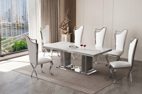 Royal Elegance Silver/White Dining Chairs Set of 2 by Happy Homes at Eve Furniture
