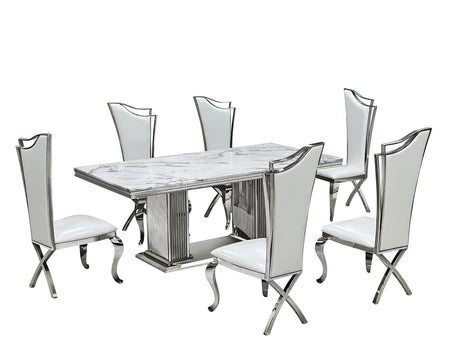 Royal Elegance Silver/White Dining Chairs Set of 2 by Happy Homes at Eve Furniture
