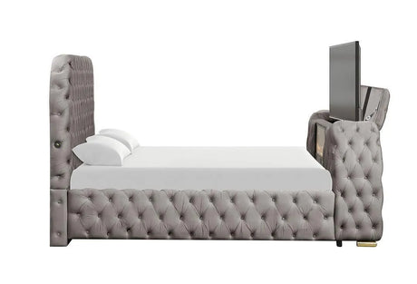 Royal Grey King Platform Bed by New Era Innovations at Eve Furniture