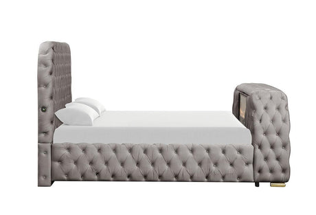 Royal Grey King Platform Bed by New Era Innovations at Eve Furniture