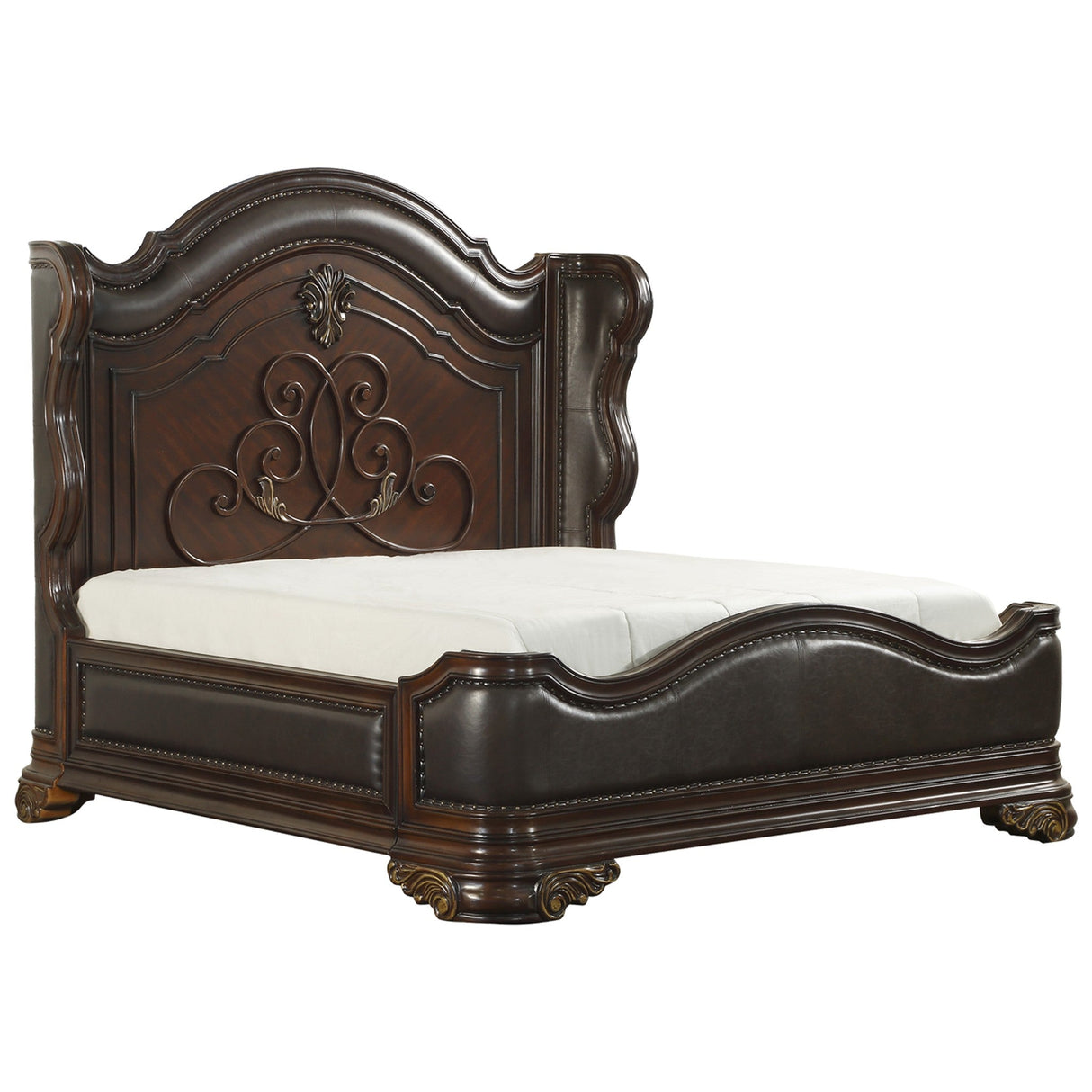 Royal Highlands Rich Cherry California King Upholstered Panel Bed by Homelegance at Eve Furniture