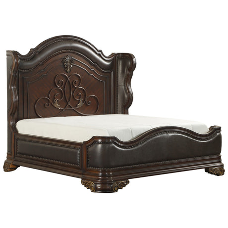Royal Highlands Rich Cherry California King Upholstered Panel Bed by Homelegance at Eve Furniture