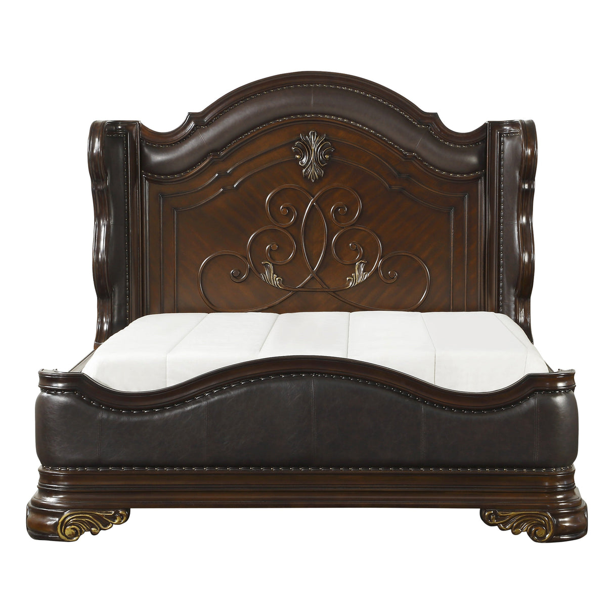 Royal Highlands Rich Cherry California King Upholstered Panel Bed by Homelegance at Eve Furniture