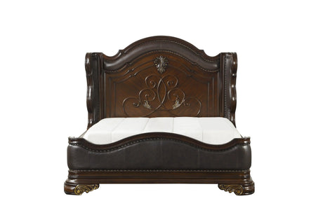 Royal Highlands Rich Cherry King Upholstered Panel Bed by Homelegance at Eve Furniture