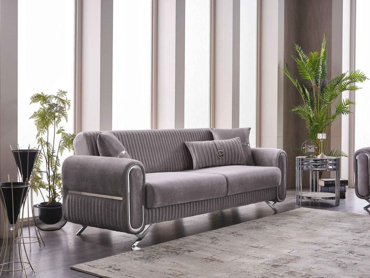 Royal Light Grey Convertible Loveseat by Furnia at Eve Furniture