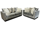Royal Silver Velvet Sofa & Loveseat by New Era Innovations at Eve Furniture
